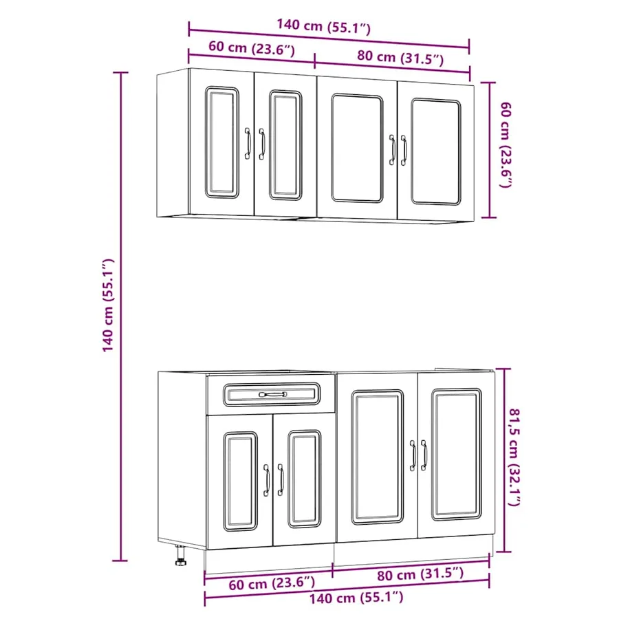 Ensemble d'armoires de cuisine 4 pcs Kalmar bois d'ingénierie - 9