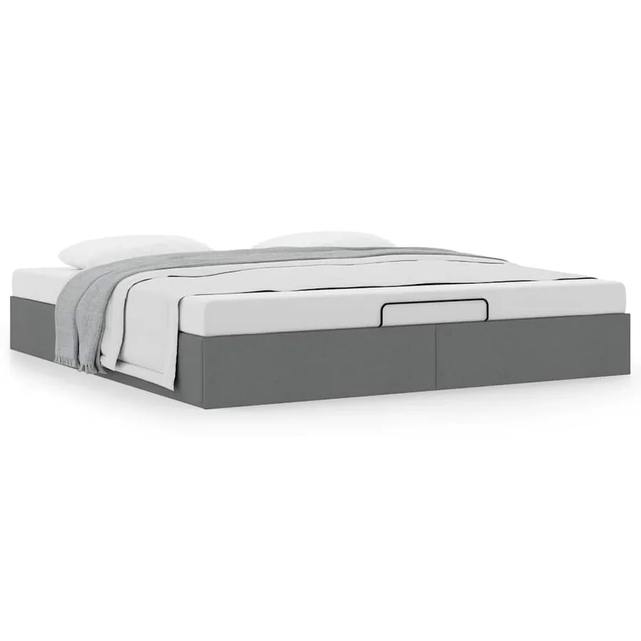 Cadre de lit ottoman sans matelas gris foncé 160x200 cm tissu - 4