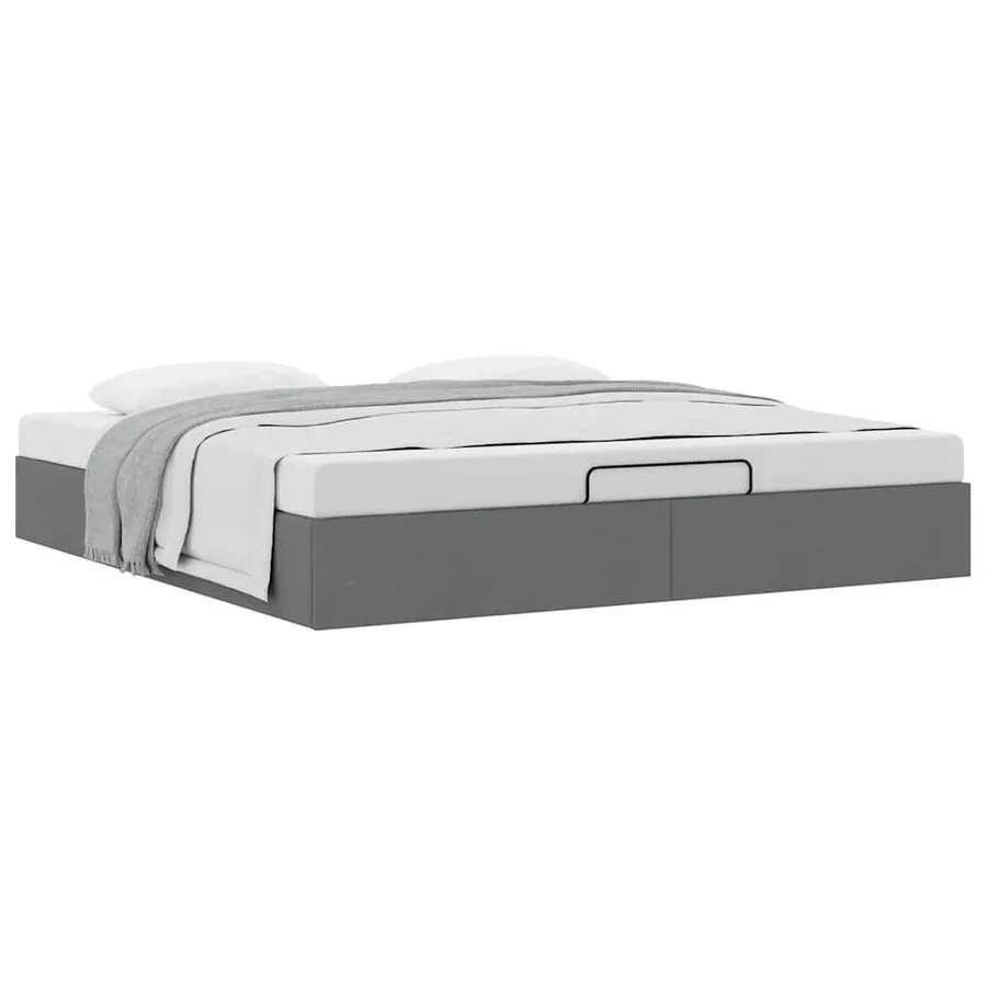 Cadre de lit ottoman sans matelas gris foncé 160x200 cm tissu - 5
