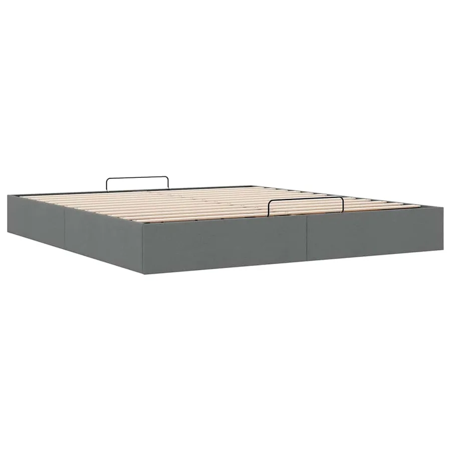 Cadre de lit ottoman sans matelas gris foncé 160x200 cm tissu - 9