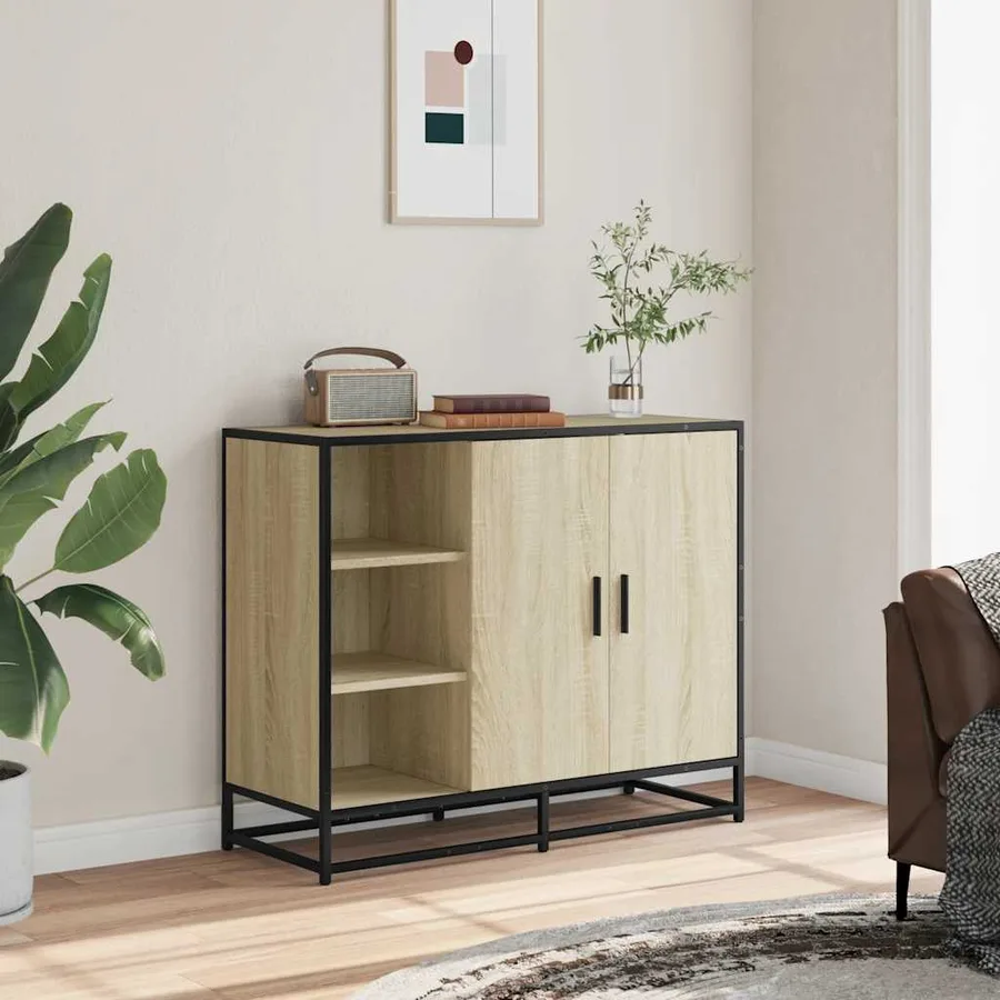 Buffet chêne sonoma 92x35x76 cm bois d'ingénierie - 3