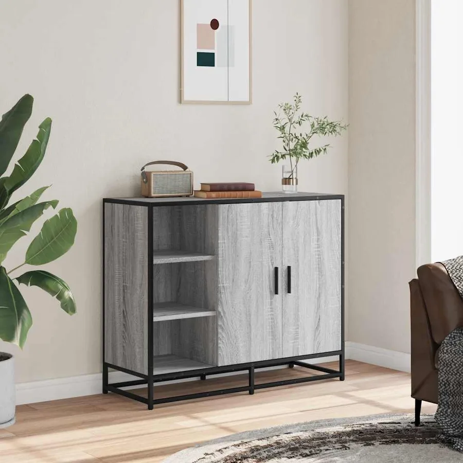 Buffet sonoma gris 92x35x76 cm bois d'ingénierie - 3
