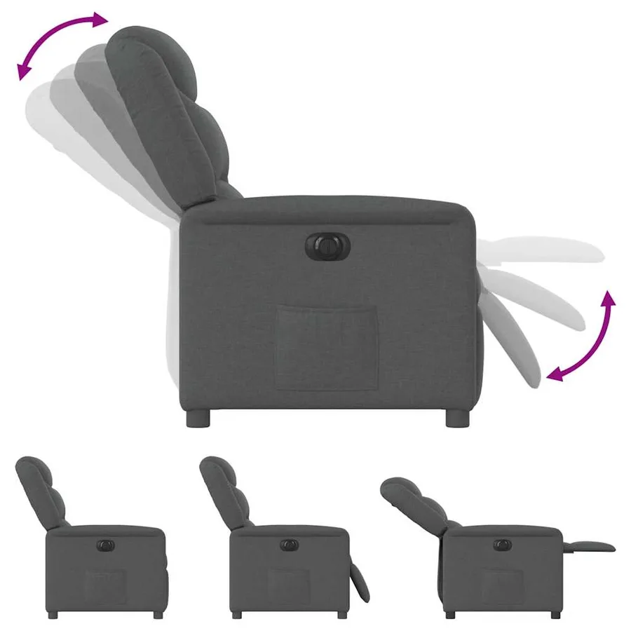 Fauteuil inclinable électrique Gris foncé Tissu - 9