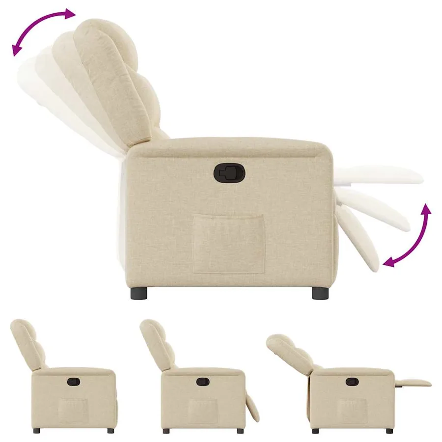 Fauteuil inclinable Crème Tissu - 6