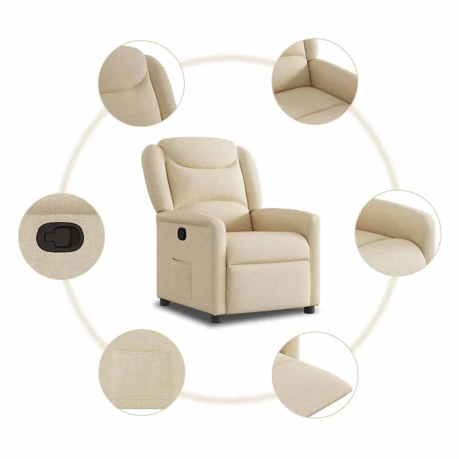 Fauteuil inclinable Crème Tissu - 7