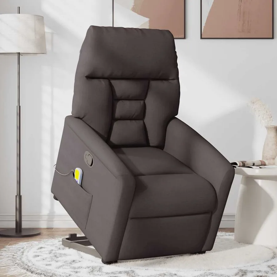 Fauteuil inclinable de massage Marron foncé Tissu - 2