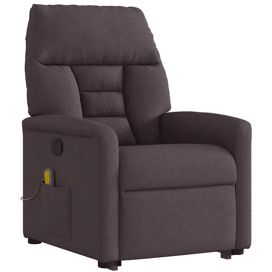 Fauteuil inclinable de massage Marron foncé Tissu - 4