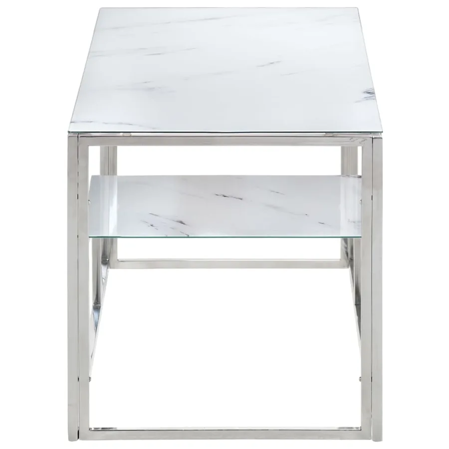 Table basse argenté acier inoxydable et verre trempé - 3