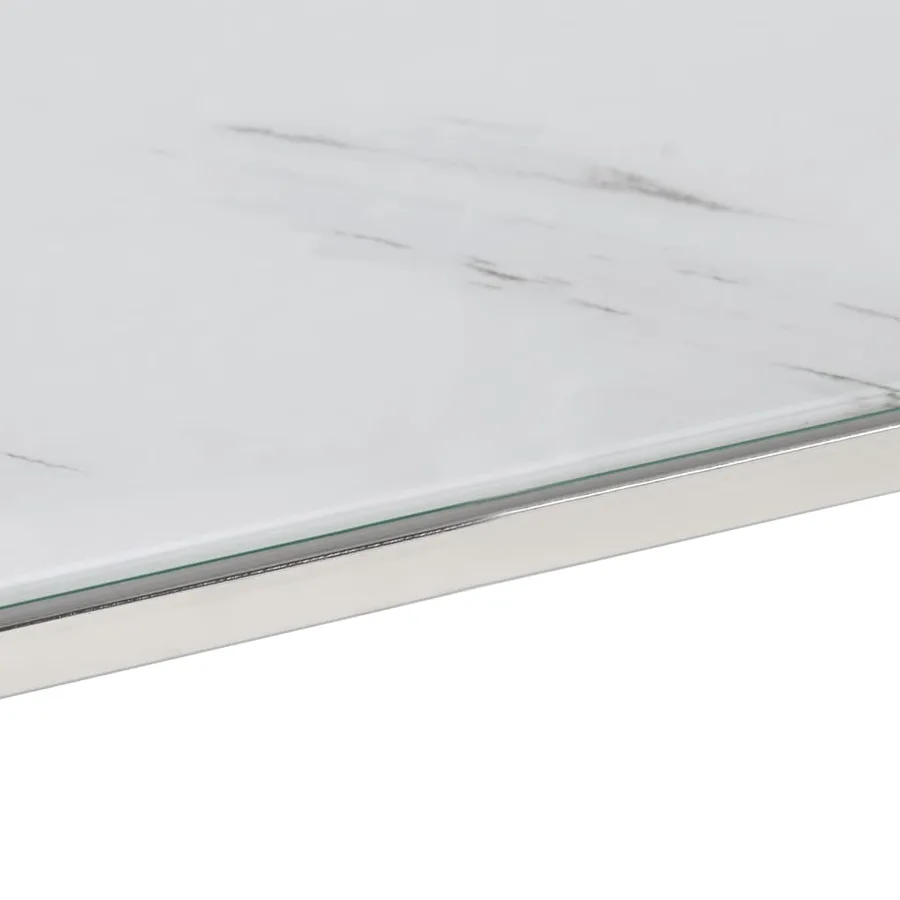 Table basse argenté acier inoxydable et verre trempé - 5