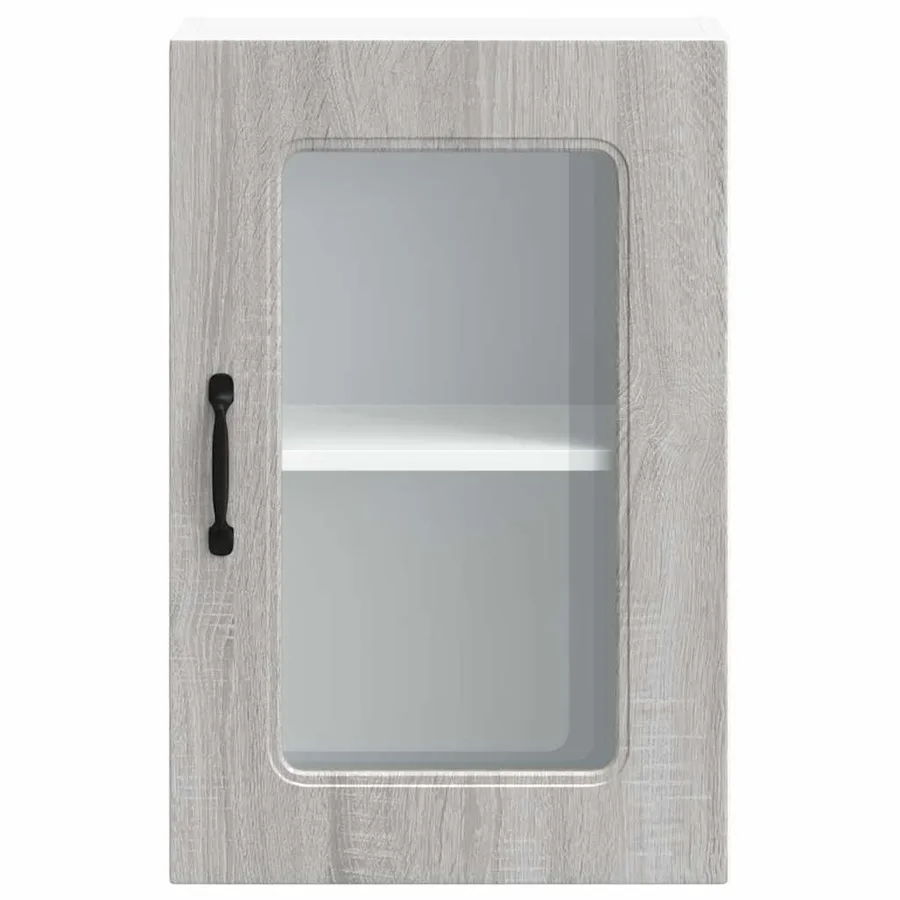 Armoire murale de cuisine avec porte vitrée "Kalmar" Bois d'ingénierie gris Sonoma - 6
