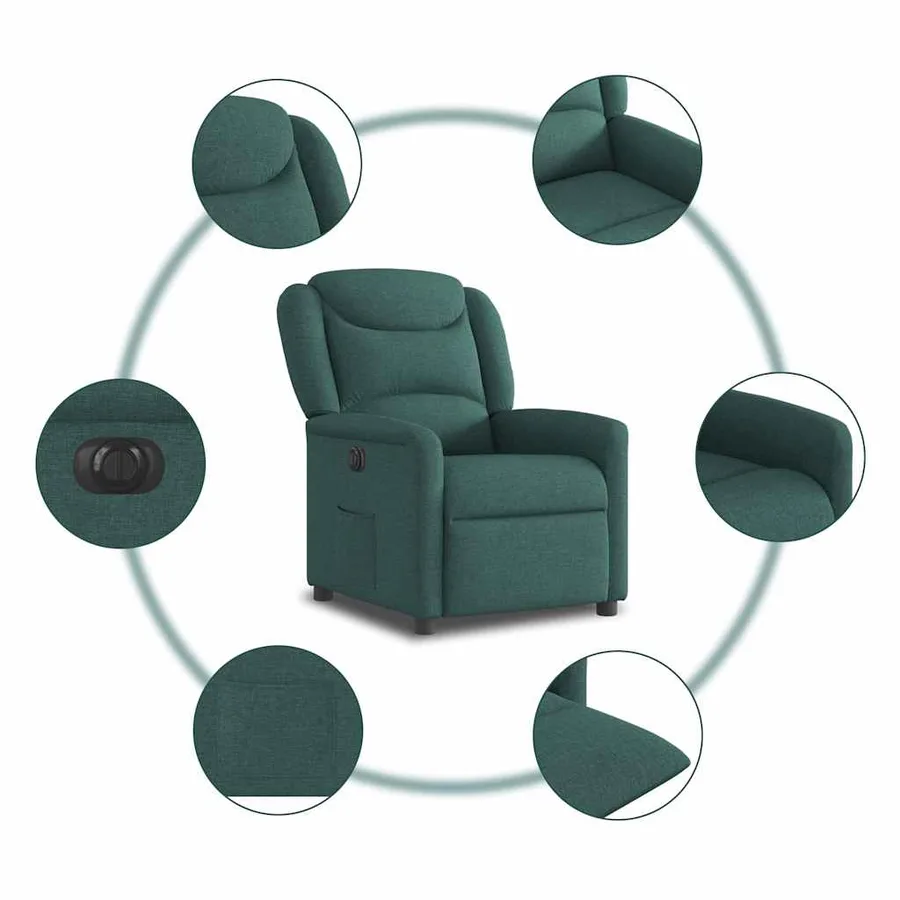 Fauteuil inclinable électrique Vert foncé Tissu - 10
