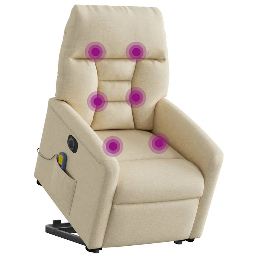 Fauteuil inclinable de massage électrique Crème Tissu - 3