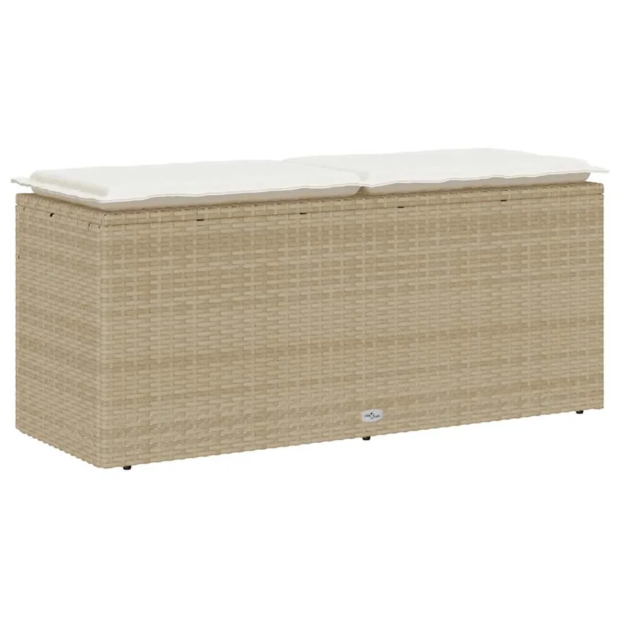 Banc de jardin avec coussin beige 110x40x44 cm résine tressée - 6