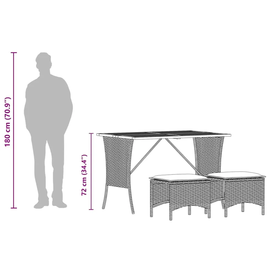 Ensemble à manger de jardin avec coussins 3 pcs Noir - 13