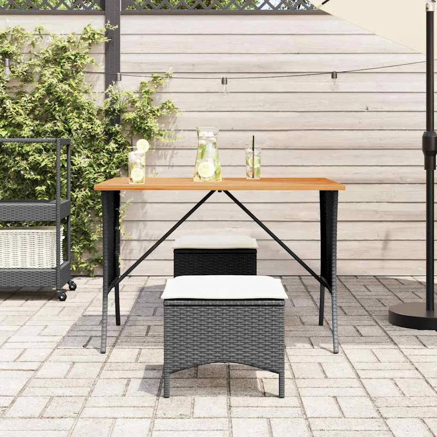 Ensemble à manger de jardin avec coussins 3 pcs Noir - 3