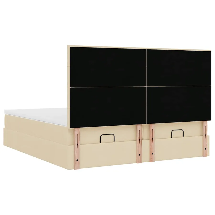 Cadre de lit ottoman avec matelas crème 180x200 cm tissu - 10