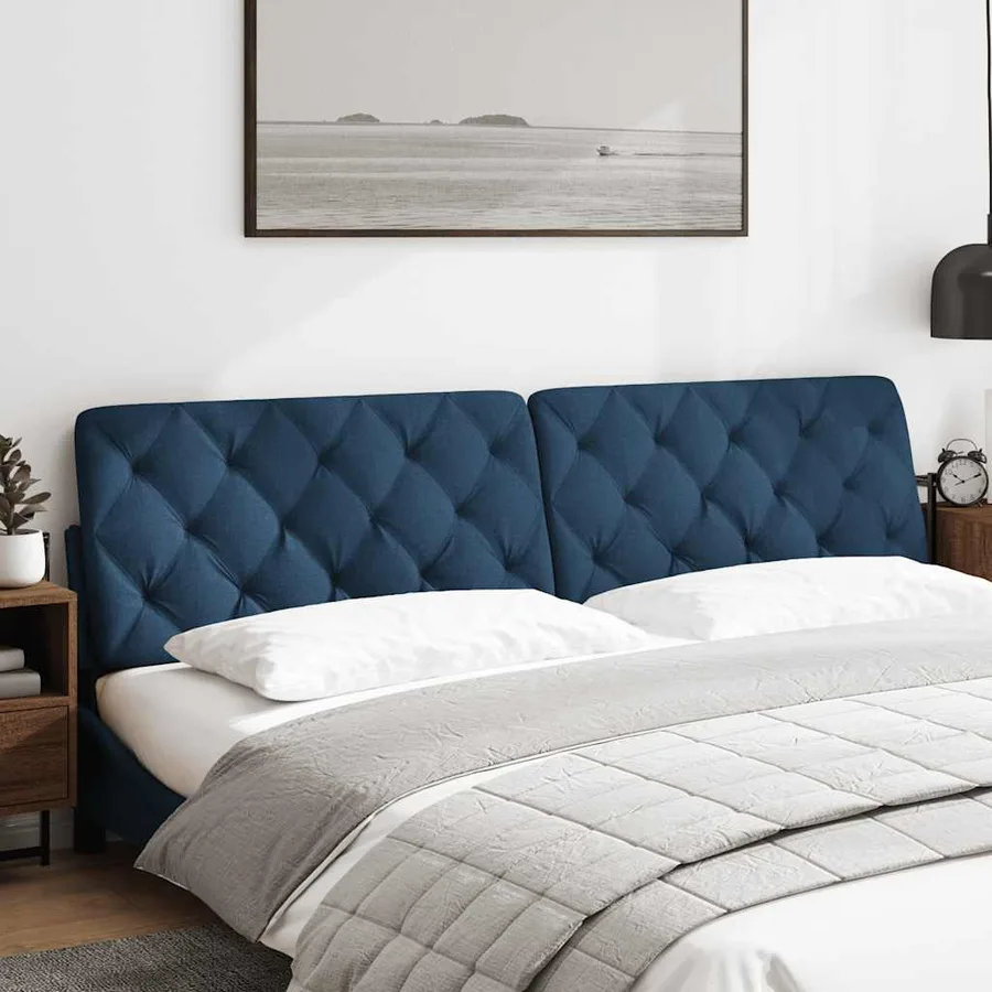 Coussin de tête de lit bleu 200 cm tissu - 2
