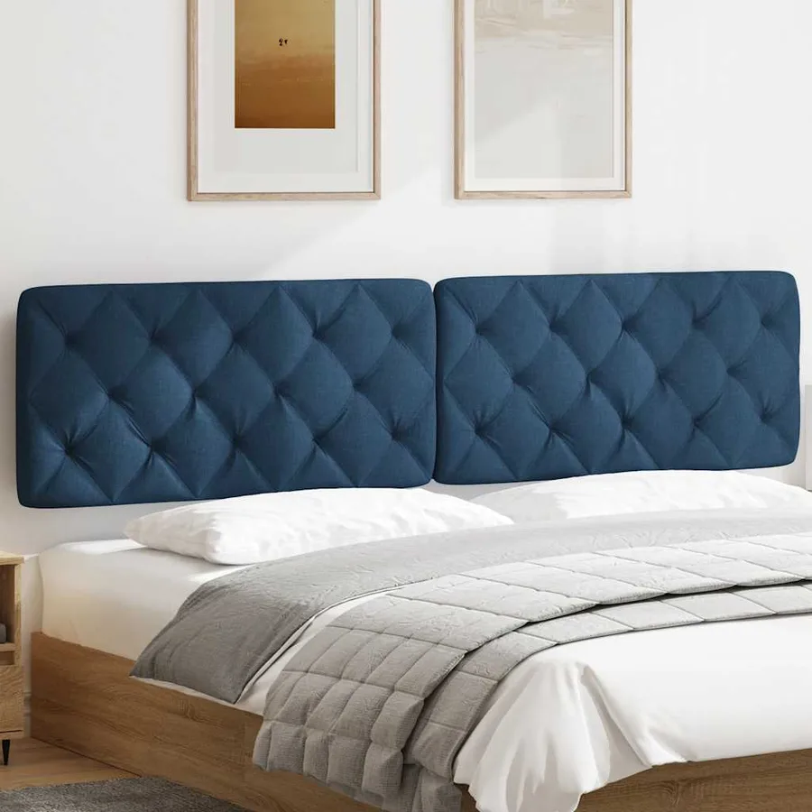 Coussin de tête de lit bleu 200 cm tissu - 3