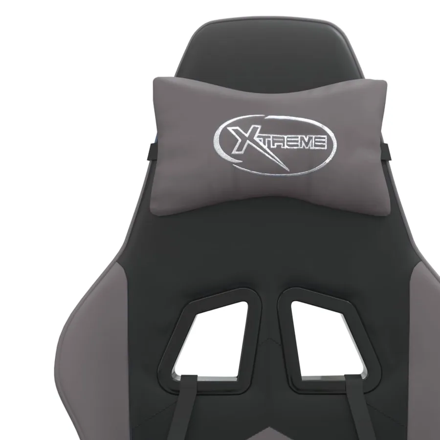 Chaise de jeu avec repose-pied Noir et gris Similicuir - 12