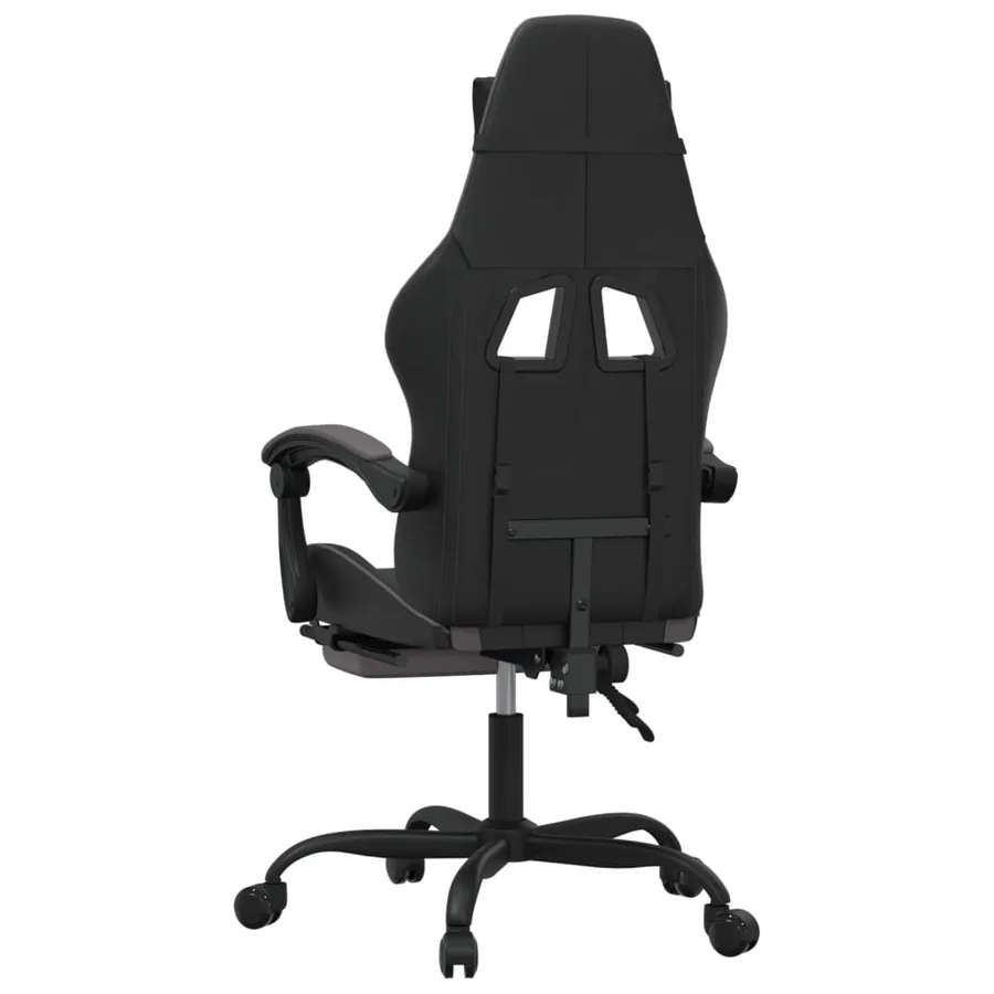 Chaise de jeu avec repose-pied Noir et gris Similicuir - 5