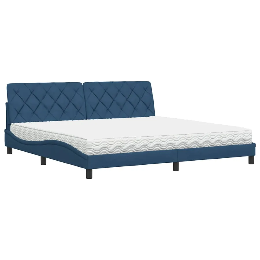 Lit avec matelas bleu 200x200 cm tissu - 2