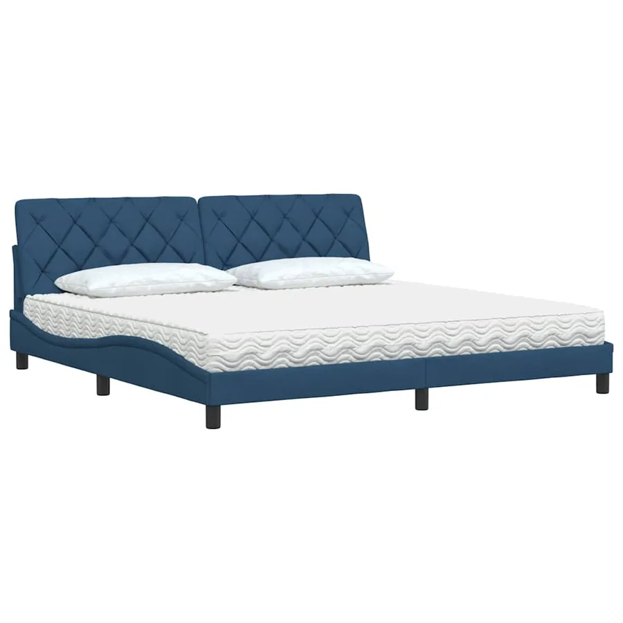 Lit avec matelas bleu 200x200 cm tissu - 4