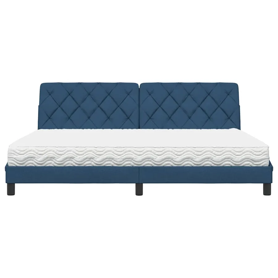 Lit avec matelas bleu 200x200 cm tissu - 5
