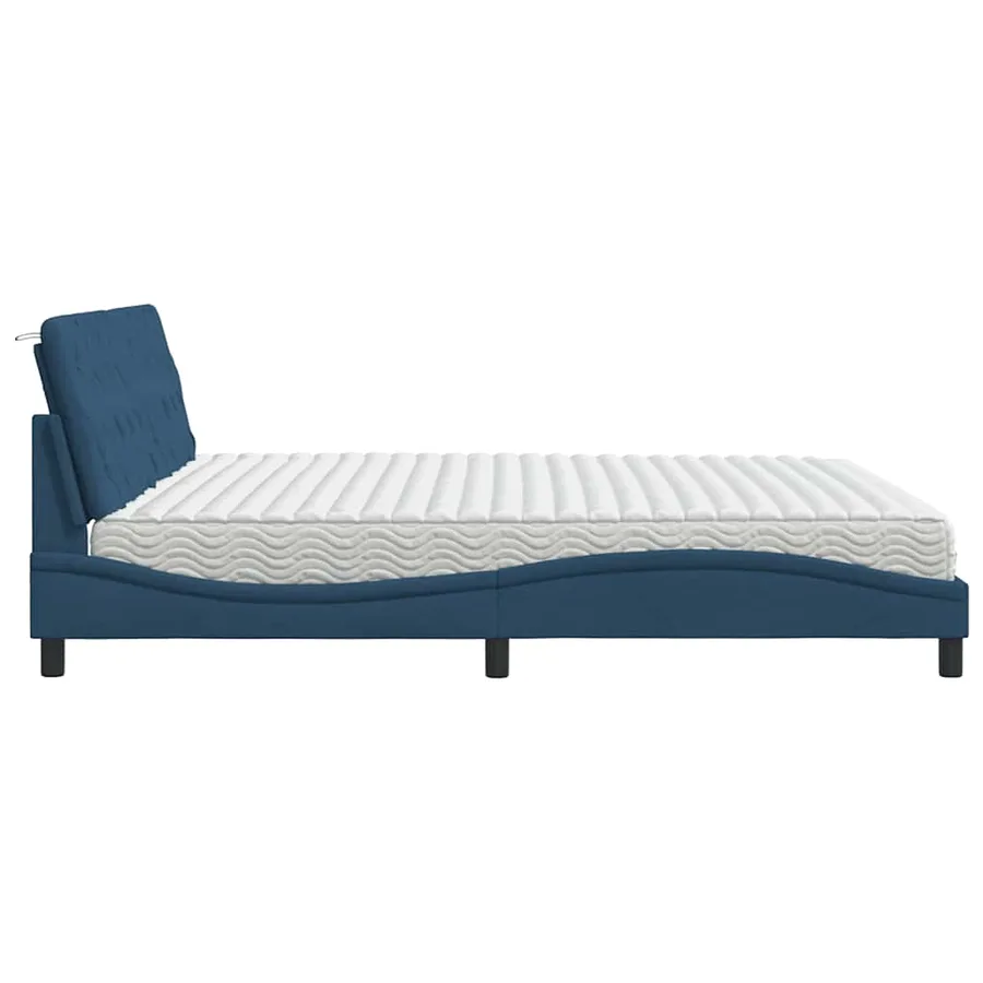 Lit avec matelas bleu 200x200 cm tissu - 6