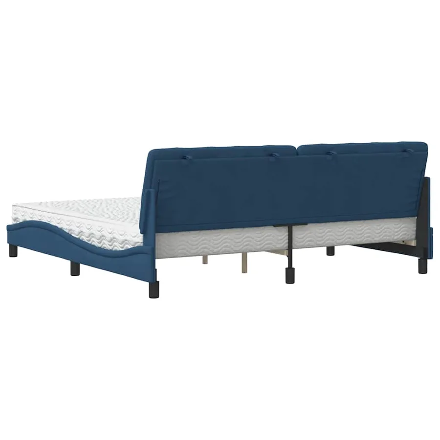 Lit avec matelas bleu 200x200 cm tissu - 7