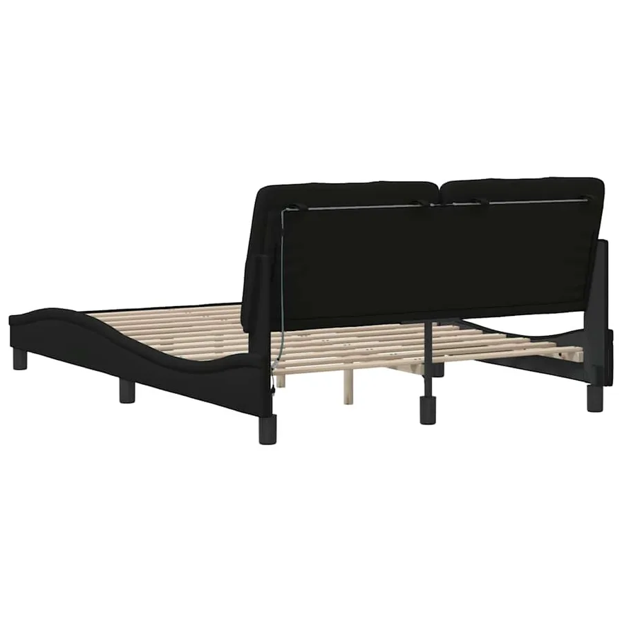 Cadre de lit avec LED sans matelas noir 140x190 cm tissu - 10