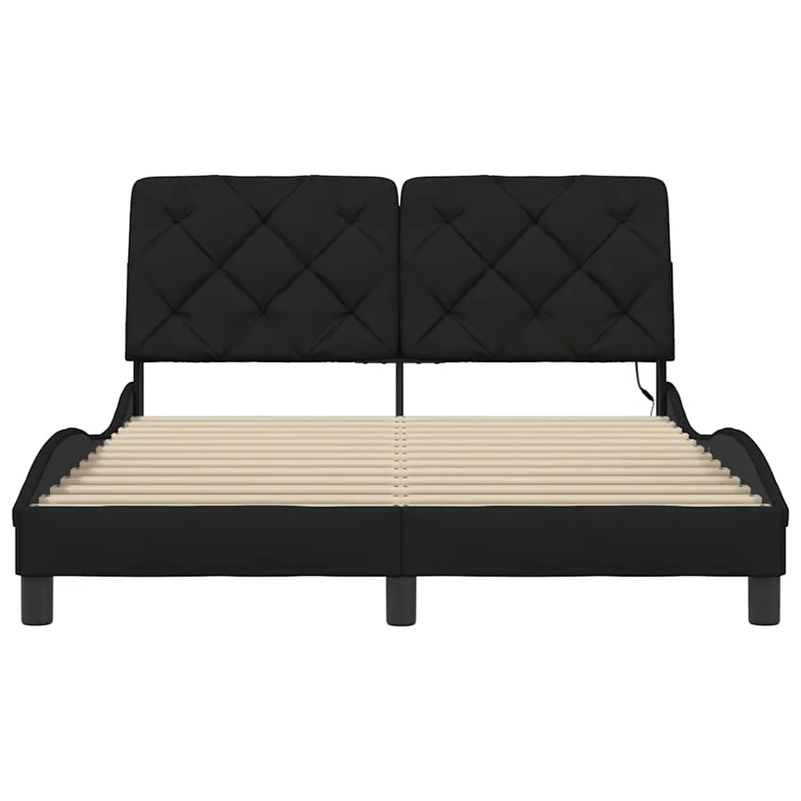 Cadre de lit avec LED sans matelas noir 140x190 cm tissu - 5