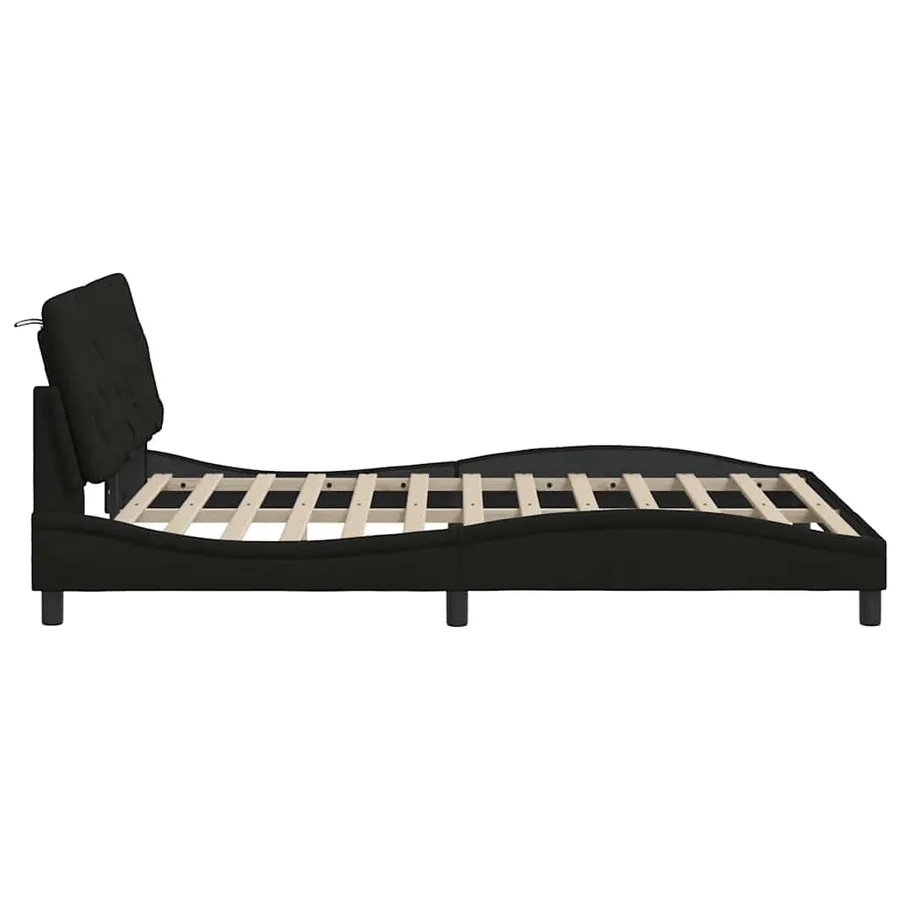 Cadre de lit avec LED sans matelas noir 140x190 cm tissu - 8