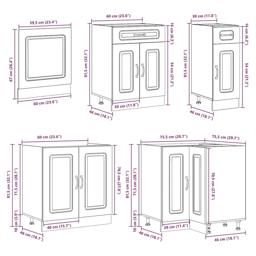 Ensemble d'armoires de cuisine 11 pcs Kalmar bois d'ingénierie - 10