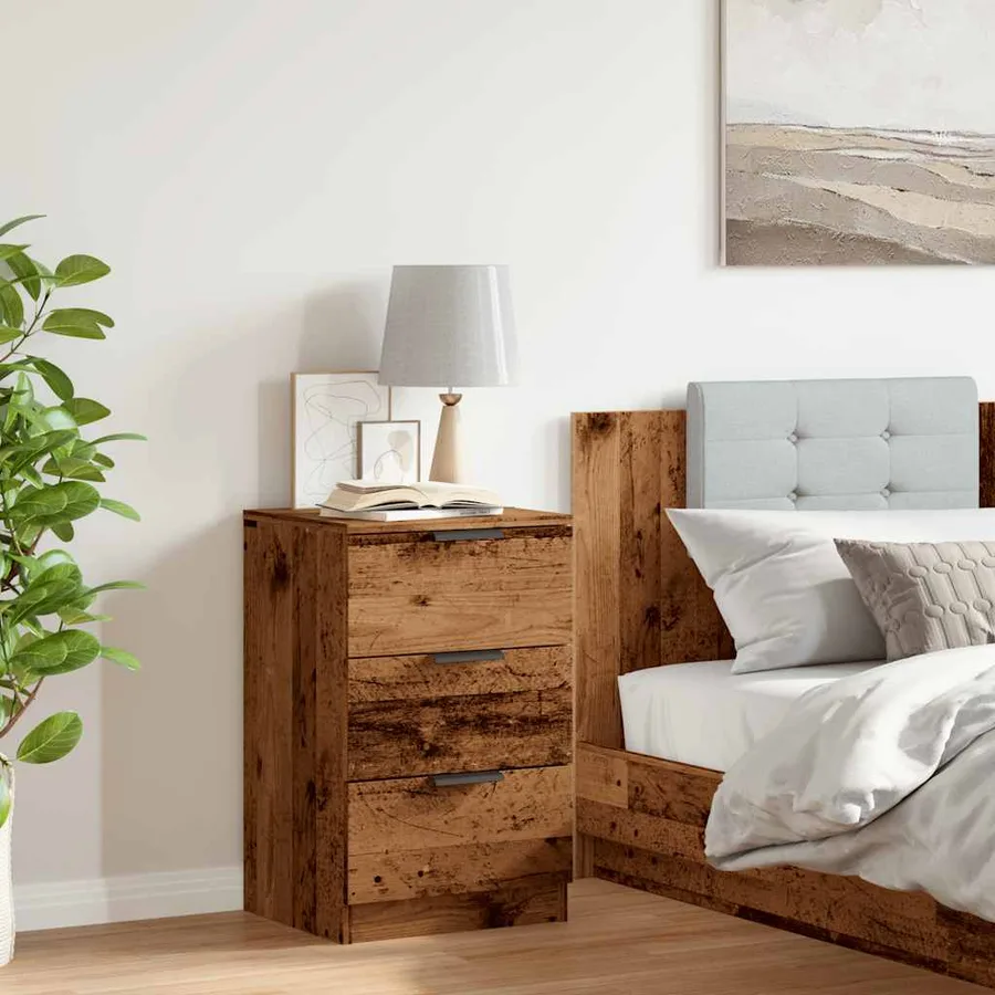 Table de chevet vieux bois 40x36x65 cm bois d'ingénierie - 3