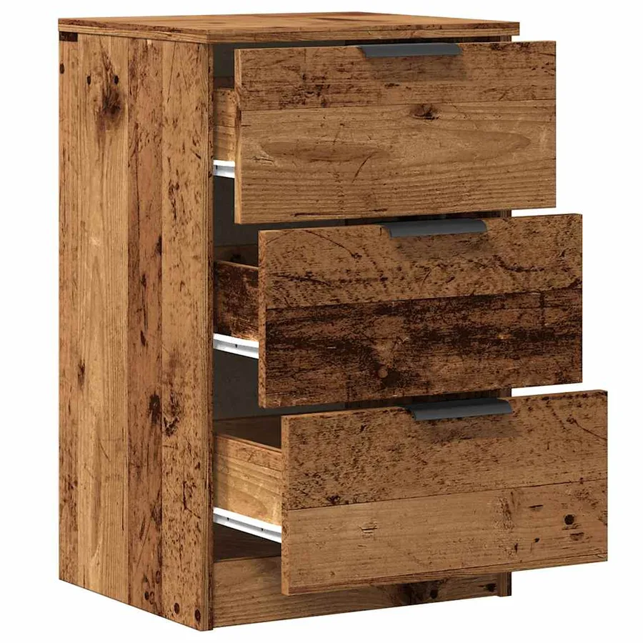 Table de chevet vieux bois 40x36x65 cm bois d'ingénierie - 9