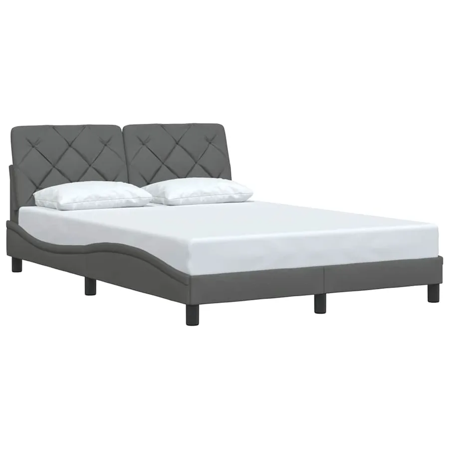 Cadre de lit sans matelas gris foncé 120x200 cm tissu - 2