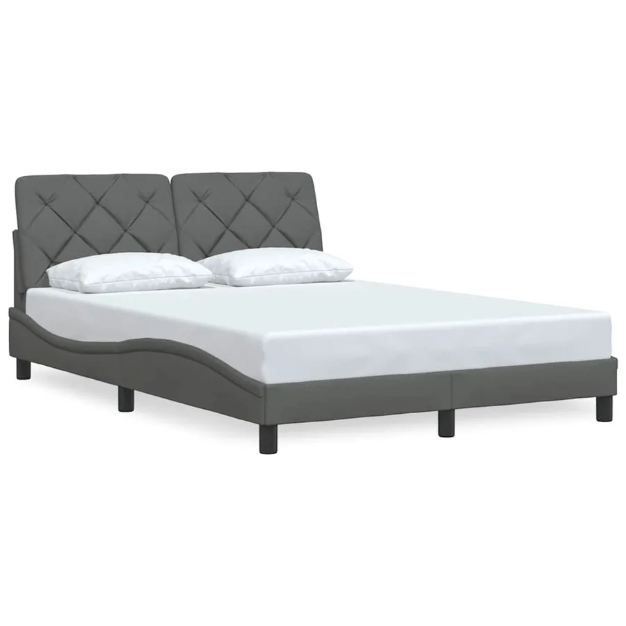 Cadre de lit sans matelas gris foncé 120x200 cm tissu - 3