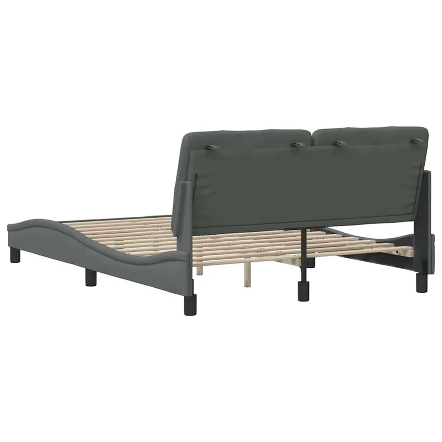 Cadre de lit sans matelas gris foncé 120x200 cm tissu - 9