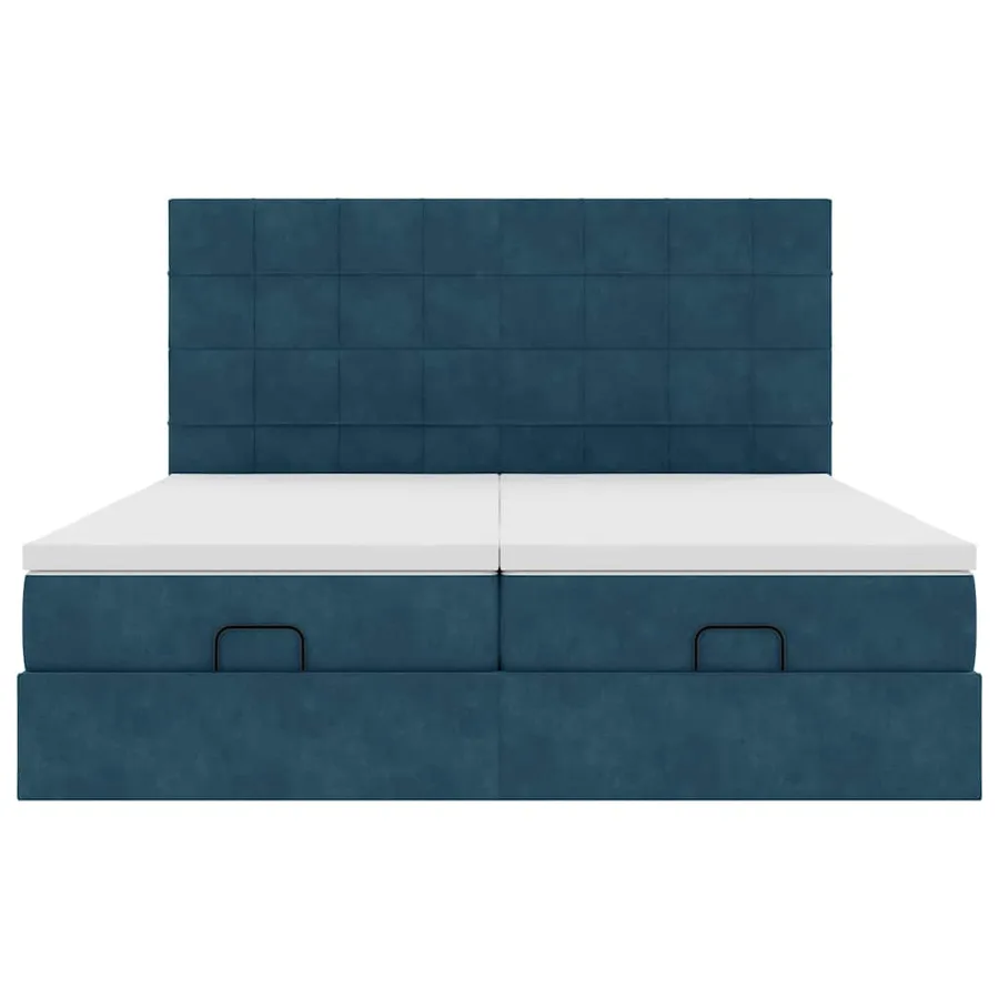 Cadre de lit ottoman avec matelas bleu foncé 180x200 cm velours - 7