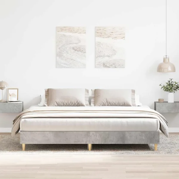 Cadre de lit sans matelas gris béton 180x200 cm bois ingénierie