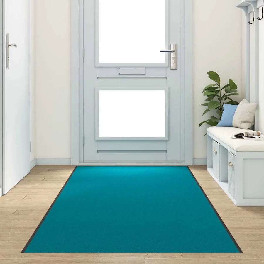 Tapis d'entrée Autre Cyan et Noir 120 x 400 cm Polyamide et PVC