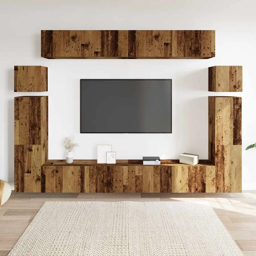 Ensemble de meuble TV mural 8 pcs vieux bois bois d'ingénierie - 3