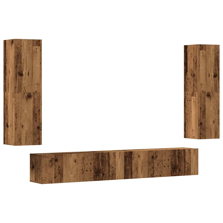 Meubles TV muraux 4 pcs vieux bois bois d'ingénierie - 2