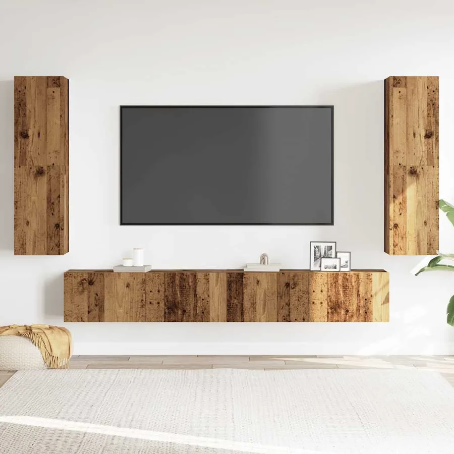 Meubles TV muraux 4 pcs vieux bois bois d'ingénierie - 3
