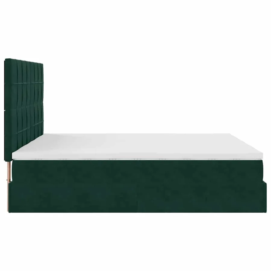 Cadre de lit ottoman avec matelas vert foncé 200x200 cm velours - 8