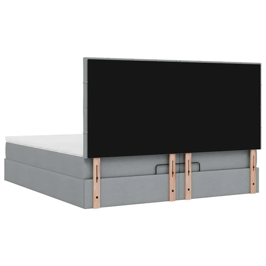 Cadre de lit ottoman et matelas gris clair 200x200cm tissu - 11