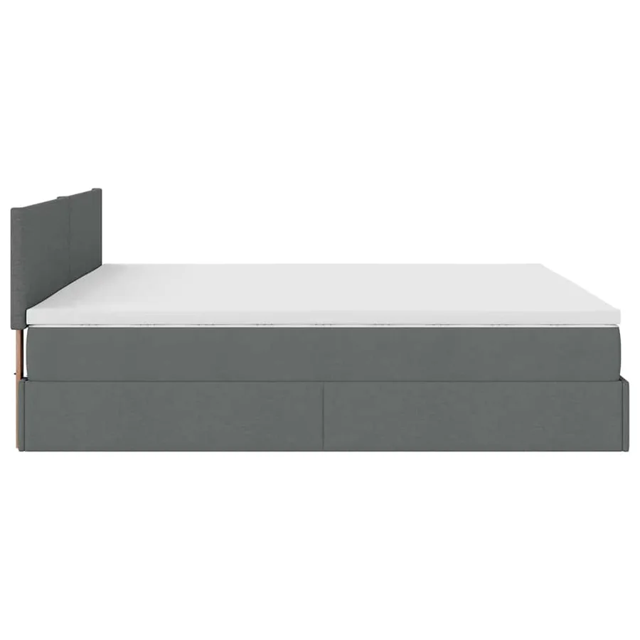 Cadre de lit ottoman avec matelas gris foncé 200x200 cm tissu - 10