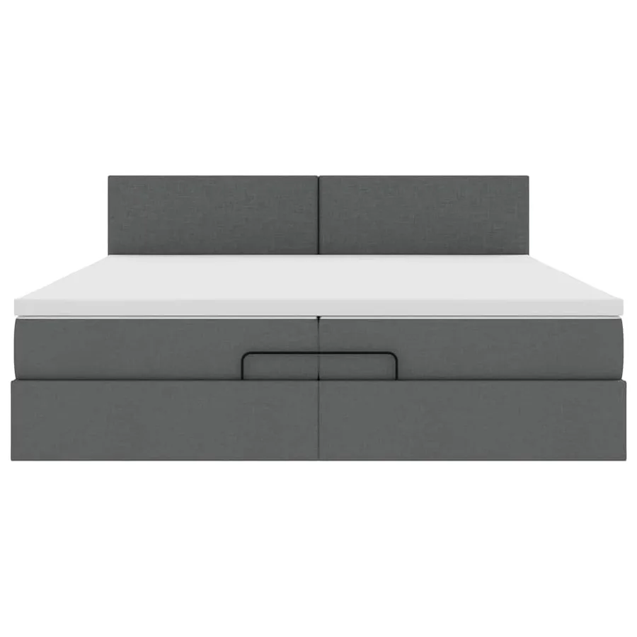 Cadre de lit ottoman avec matelas gris foncé 200x200 cm tissu - 7