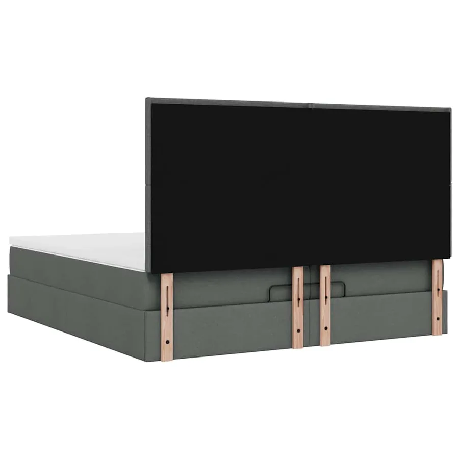Cadre de lit ottoman avec matelas gris foncé 200x200cm tissu - 12