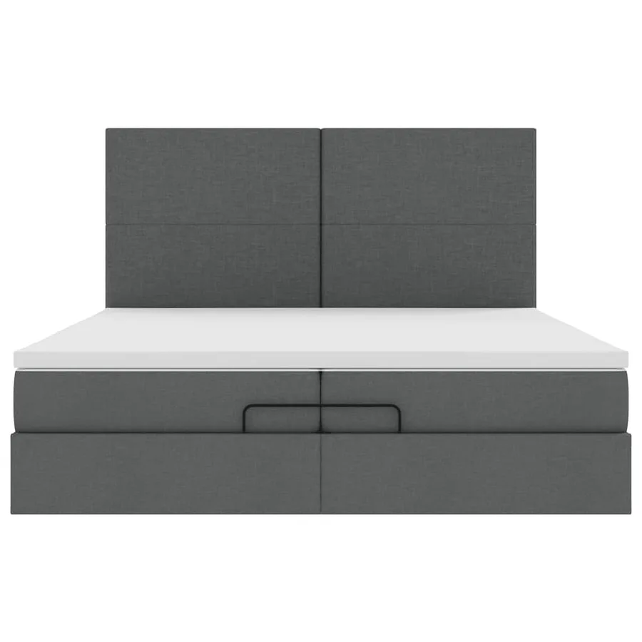 Cadre de lit ottoman avec matelas gris foncé 200x200cm tissu - 8